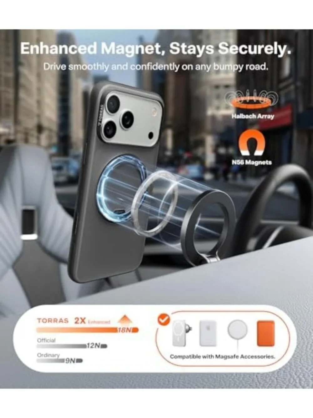 360 Magnetic Stand Case for iPhone 17 Pro - Obsidian Black, Durable & Stylish